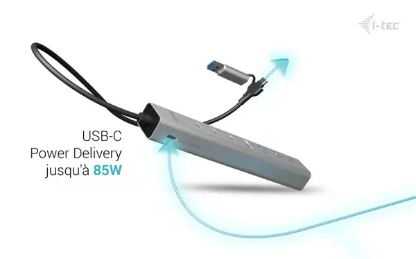 USB-C/USB-A Metal HUB 6 port (3x USB-C, 3x USB-A), LAN, Power Delivery 85W - I-Tec - Switchs et Hubs - visuel 7