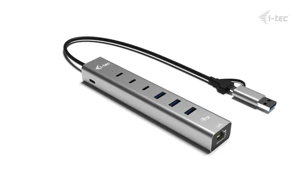 USB-C/USB-A Metal HUB 6 port (3x USB-C, 3x USB-A), LAN, Power Delivery 85W - I-Tec - Switchs et Hubs - visuel 2