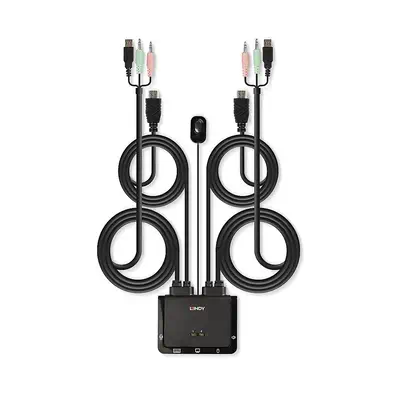 Switch KVM 2 ports HDMI 4K60, USB 2.0 & audio, câbles intégrés - Lindy - Accessoire Réseau - visuel 3