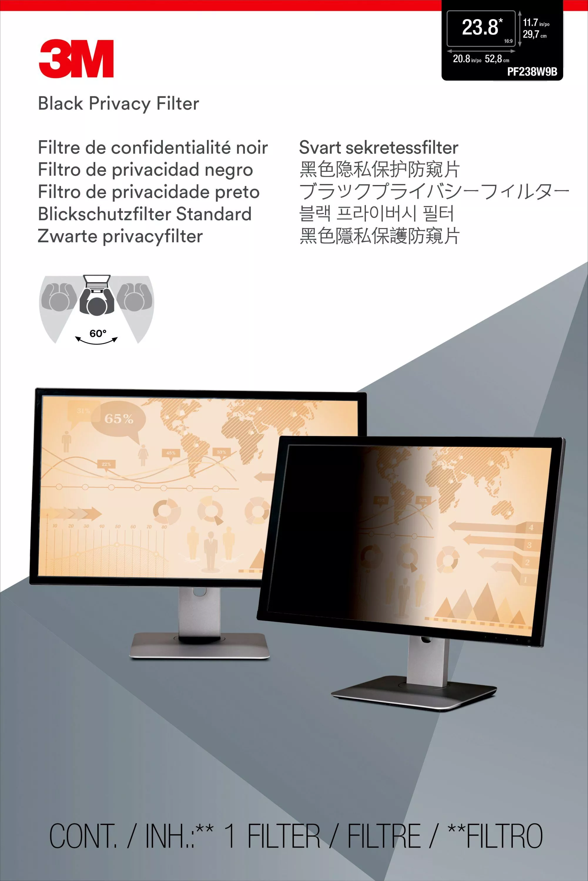 Vente 3M Privacy Filter for 23.8 Widescreen Monitor 3M au meilleur prix - visuel 2