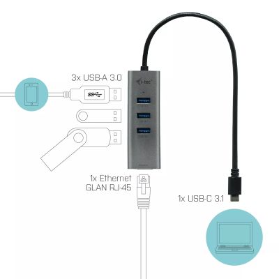 Achat I-TEC USB-C Metal 3-Port HUB with Gigabit Ethernet sur hello RSE - visuel 7
