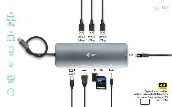 USB-C Nano Docking Station 4K HDMI LAN + Power Delivery 100 W - I-Tec - Station d'accueil pour portable - visuel 8