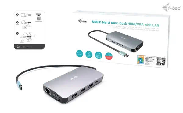 USB-C Travel Nano Dock HDMI/VGA with LAN + Power Delivery 100 W - I-Tec - Station d'accueil pour portable - visuel 7