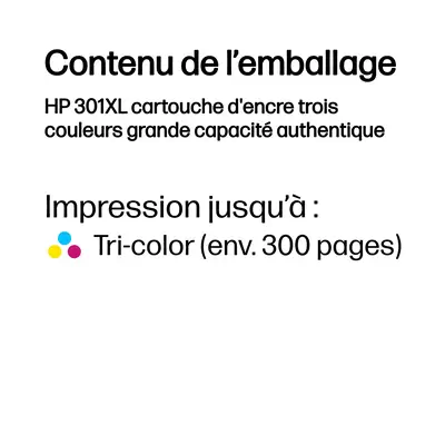 301XL cartouche d'encre trois couleurs grande capacité authentique - HP - Cartouches d'encre - visuel 2