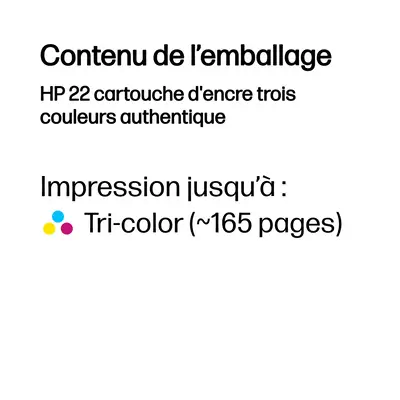 HP 22 cartouche d'encre trois couleurs authentique - Toner - visuel 2