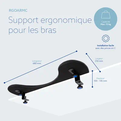 R-Go Repose-bras ergonomique, symétrique, textile Apple, mousse souple, noir - R-Go Tools - Accessoire Affichage - visuel 10