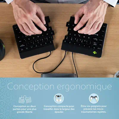 Clavier ergonomique R-Go Split Break v2 avec logiciel de pause, clavier ergonomique divisé, AZERTY ( - R-Go Tools - visuel 9