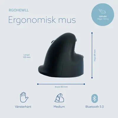 Souris Ergonomique R-Go HE Break avec logiciel de pause, gaucher, moyen (longueur main 165-185 mm),  - R-Go Tools - visuel 5