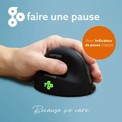 Souris Ergonomique R-Go HE Break avec logiciel de pause, gaucher, moyen (longueur main 165-185 mm),  - R-Go Tools - visuel 8