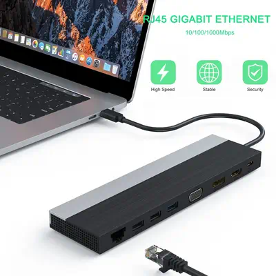 STATION D'ACCUEIL USB-C 4K TRIPLE AFFICHAGE (DP / HDMI / VGA) - DLH - Station d'accueil pour portable - visuel 4