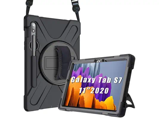 COQUE RENFORCEE AVEC BANDOULIERE, POIGNEE ROTATIVE ET PIED SUPPORT POUR SAMSUNG GALAXY TAB S7 (SM-T8 - DLH - Etui et Housse - visuel 1