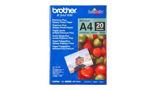 Vente Papier BROTHER brillant photo papier blanc 260g/m2 A4 20 feuilles pack de 1