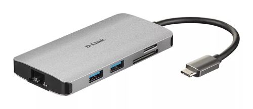 Revendeur officiel Station d'accueil pour portable D-LINK USB-C 8-en-1 HDMI SD /microSD card reader and