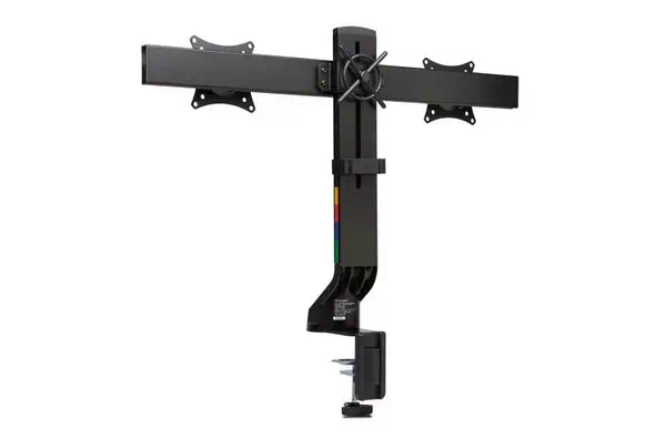 Bras double écran spécial gain de place SmartFit® Kensington - visuel 1 - hello RSE - Bouton de réglage ergonomique et supports de montage VESA facilement détachables.