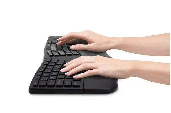 Kensington Clavier sans fil Pro Fit® Ergo (noir) Kensington - visuel 1 - hello RSE - Touches résistantes aux éclaboussures. Résistance aux nettoyages intensifs