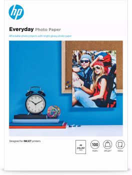 Achat Papier photo HP Everyday, brillant, 200 g/m2, A4 (210 x 297 mm), 100 feuilles au meilleur prix