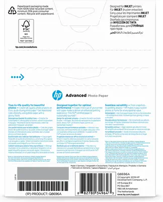 Papier photo HP Advanced, brillant, 250 g/m2, 13 x 18 cm (127 x 178 mm), 25 feuilles - visuel 3