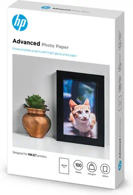 Papier photo à finition glacée HP Advanced, 250 g/m2, 10 x 15 cm (101 x 152 mm), 100 feuilles - visuel 1