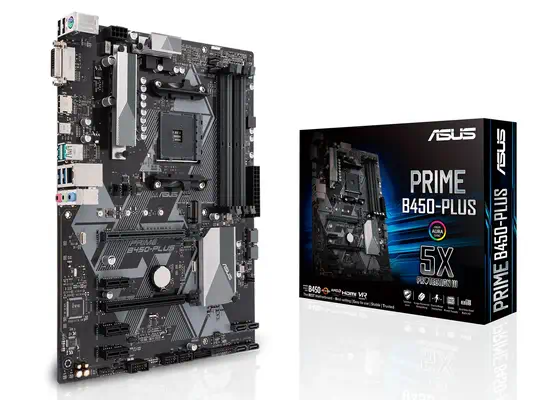 ASUS PRIME B450-PLUS AMD B450 Emplacement AM4 ATX Asus - visuel 1 - hello RSE - Connecteur USB 3.1 Gen1 en façade