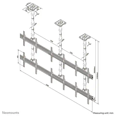 Neomounts NMPRO-C32 Support pour mur d'images plafond 32-55" - h 325 cm - Support Fixe & Mobile - visuel 7