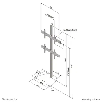 Neomounts NMPRO-S12 Support au sol pour mur d'images 32-65" - installation verticale - Support Fixe & Mobile - visuel 8