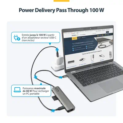 Adaptateur Multiport USB-C - USB Type C vers HDMI 2.0 4K 60Hz, Alimentation 100W Passthrough, SD/Mic - StarTech - Station d'accueil pour portable - visuel 9