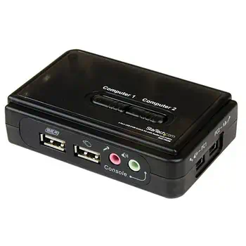 Kit commutateur KVM USB VGA à 2 ports avec audio et câbles - Switch KVM - Noir livraison rapide