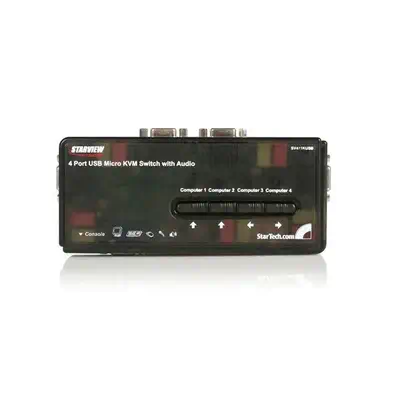 Kit commutateur noir KVM USB 4 ports avec audio et câbles - StarTech - Switchs et Hubs - visuel 2