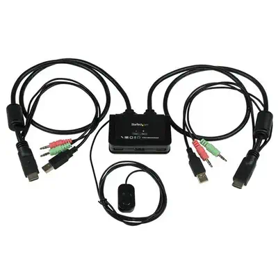 Switch Commutateur KVM 2 Ports USB, HDMI avec Audio et Câbles pour 2 PC sur 1 écran - Auto Alimenté - StarTech - Switchs et Hubs - visuel 2
