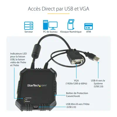 Adaptateur crash cart pour PC portable avec boîtier durable - Console KVM USB avec transfert de fich - StarTech - Switchs et Hubs - visuel 10