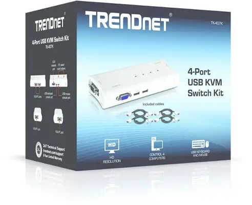 Trendnet TK-407K commutateur écran, clavier et souris Bleu - Accessoire Réseau - visuel 6
