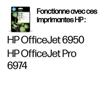903 Pack de 4 cartouches d'encre Noir/Cyan/Magenta/Jaune authentiques - HP - Cartouches d'encre - visuel 4
