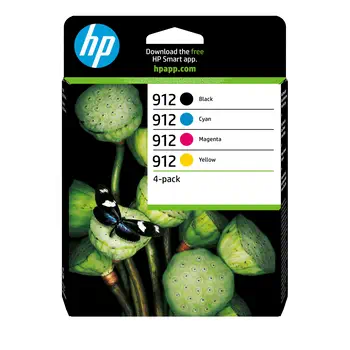 Livraison gratuite 912 Pack de 4 cartouches d'encre Noir/Cyan/Magenta/Jaune authentiques