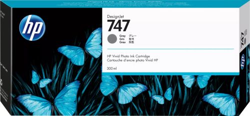 Revendeur officiel Cartouches d'encre HP 747 300-ml Gray Ink Cartridge