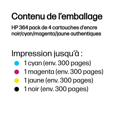 364 pack de 4 cartouches d'encre noir/cyan/magenta/jaune authentiques - HP - Cartouches d'encre - visuel 3