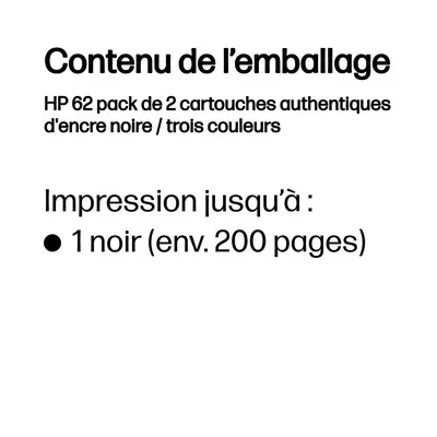 62 pack de 2 cartouches authentiques d'encre noire / trois couleurs - HP - Cartouches d'encre - visuel 2