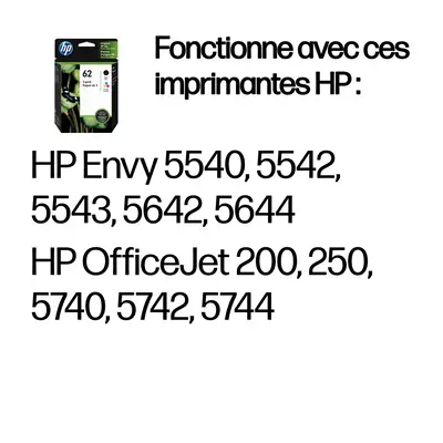 62 pack de 2 cartouches authentiques d'encre noire / trois couleurs - HP - Toner - visuel 2