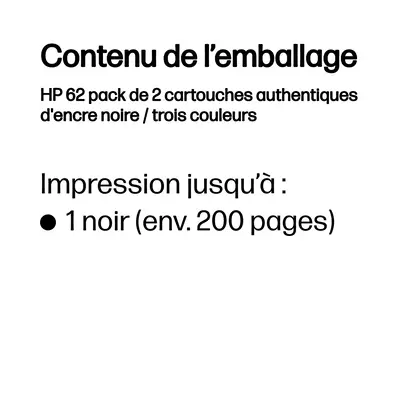 62 pack de 2 cartouches authentiques d'encre noire / trois couleurs - HP - Cartouches d'encre - visuel 4