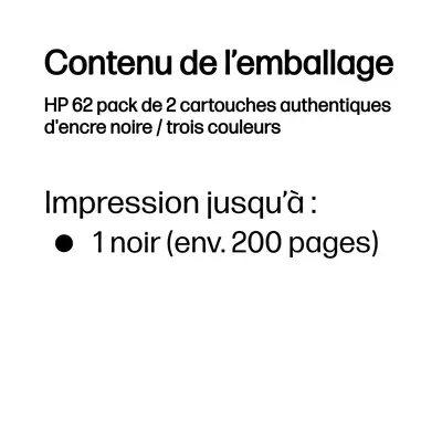 62 pack de 2 cartouches authentiques d'encre noire / trois couleurs - HP - Toner - visuel 3