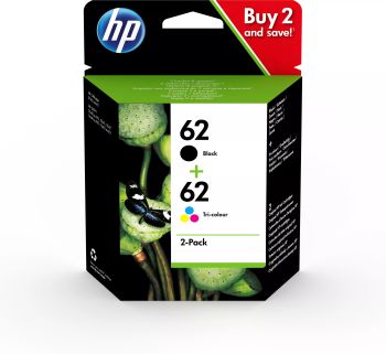 Achat HP 62 pack de 2 cartouches authentiques d'encre noire / trois couleurs au meilleur prix