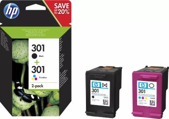 Achat HP 301 pack de 2 cartouches d'encre noir/trois couleurs authentiques au meilleur prix