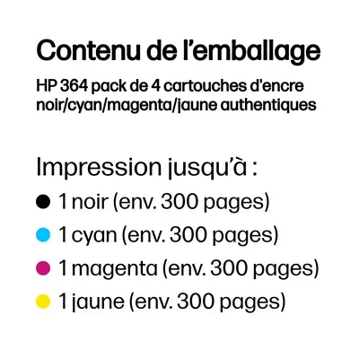 364 pack de 4 cartouches d'encre noir/cyan/magenta/jaune authentiques - HP - Cartouches d'encre - visuel 4