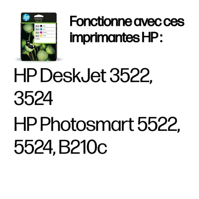 364 pack de 4 cartouches d'encre noir/cyan/magenta/jaune authentiques - HP - Cartouches d'encre - visuel 3
