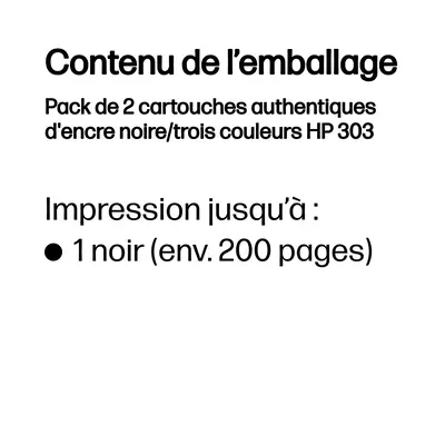 Pack de 2 cartouches authentiques d'encre noire/trois couleurs HP 303 - Cartouches d'encre - visuel 3