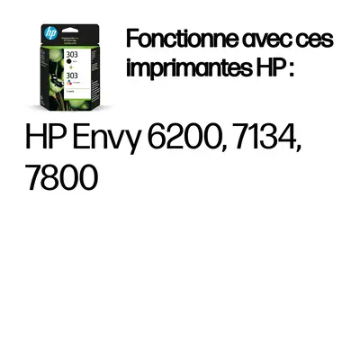 Pack de 2 cartouches authentiques d'encre noire/trois couleurs HP 303 - Toner - visuel 2