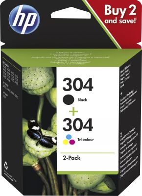 Revendeur officiel Cartouches d'encre HP 304 2-Pack Black/Tri-color Original Ink Cartridges