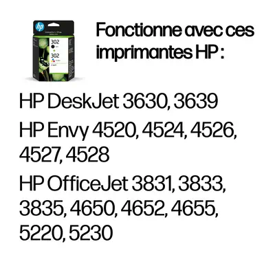 Pack de 2 cartouches d'encre noire/3 couleurs authentiques HP 302 - Cartouches d'encre - visuel 2