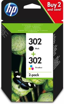 Achat Pack de 2 cartouches d'encre noire/3 couleurs authentiques HP 302 au meilleur prix