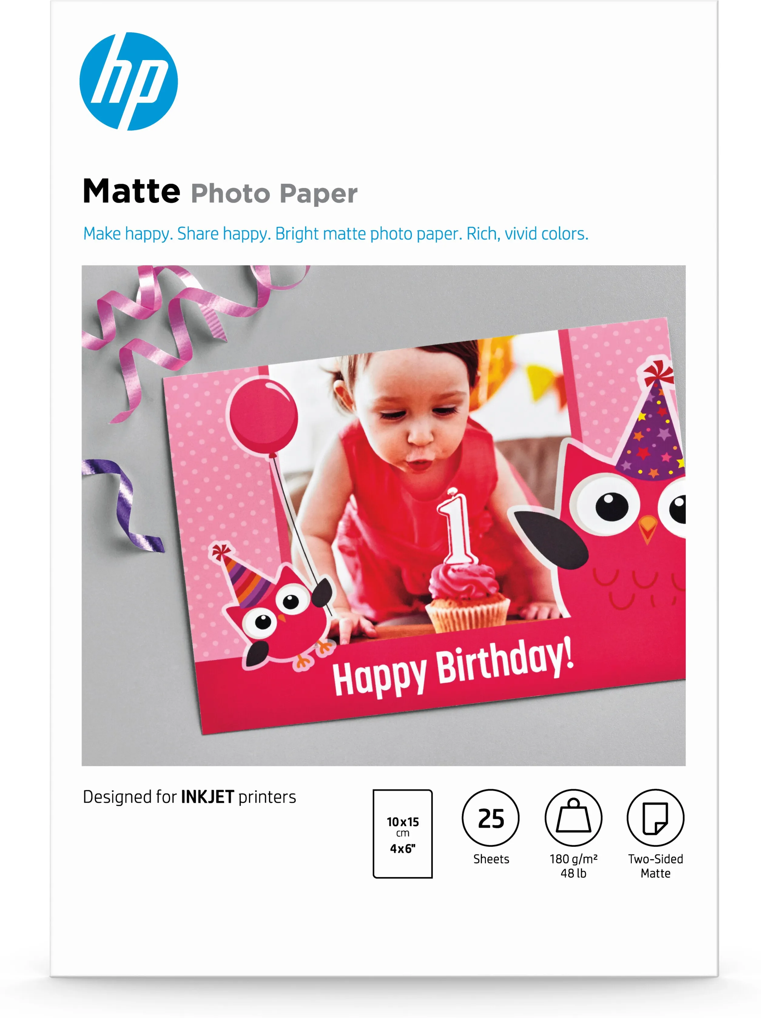 Papier photo HP mat, 180 g/m2, 10 x 15 cm (101 x 152 mm), 25 feuilles comparaison