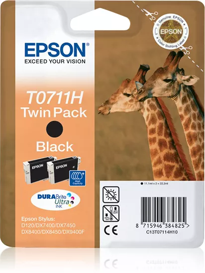 Revendeur officiel Cartouches d'encre EPSON T0711 cartouche d encre noir haute capacité 2 x 11